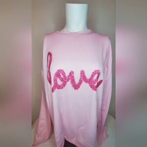 NWOT "LOVE"- size L-Women's pink sweatshirt-- (2 In Stock)